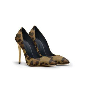 100% Italian Leather Leopard Design High Heels